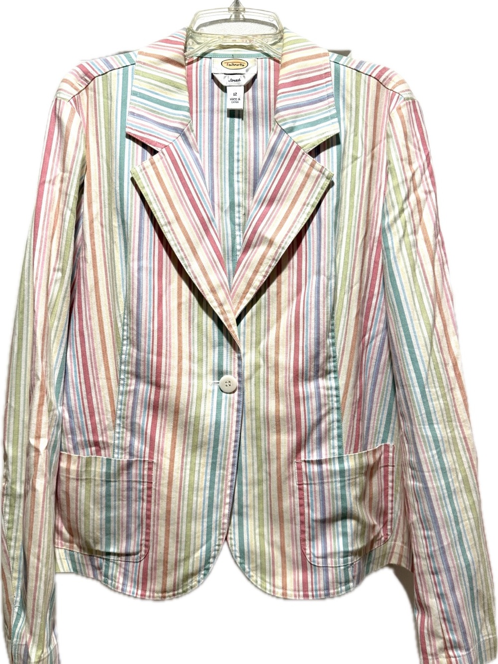 Talbots stretch cotton candy stripe blazer jacket 12